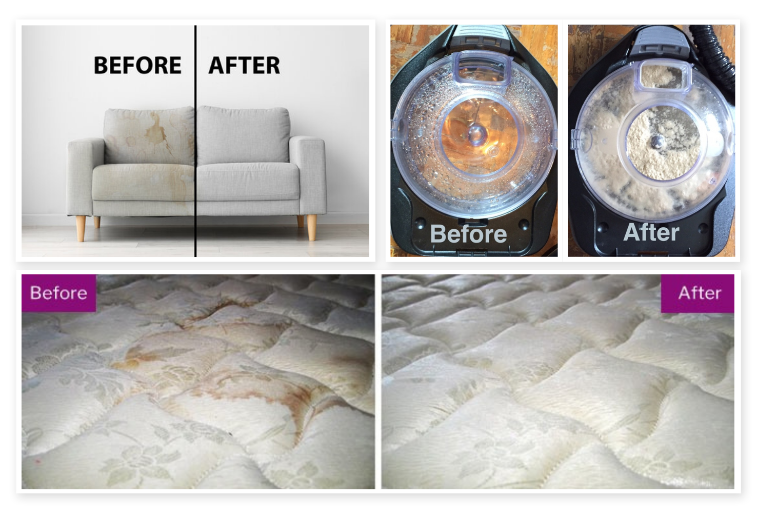 Mattress before and after Oassist deep cleaning