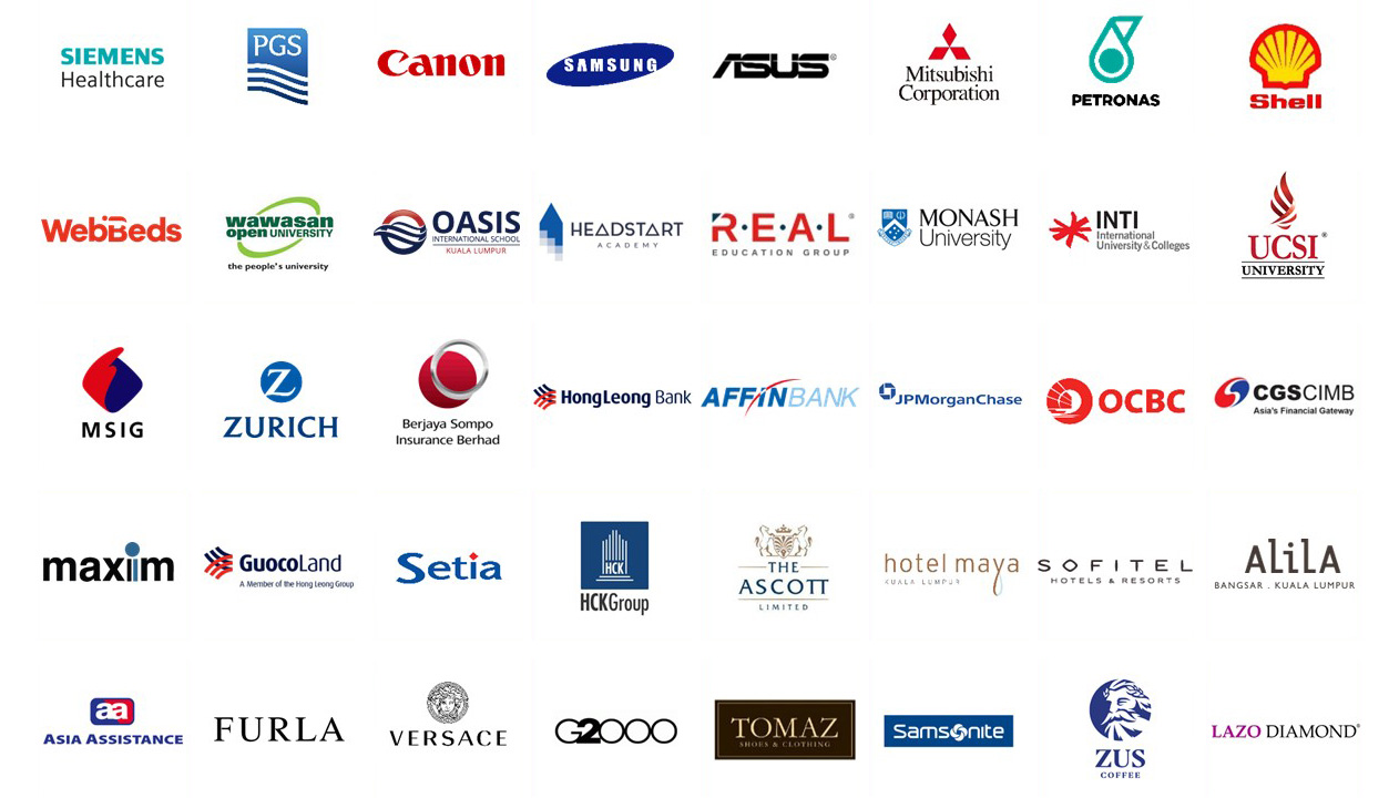 Brands that trust Oassist including Siemens, Canon, Samsung, Petronas, Shell, Monash and Sofitel